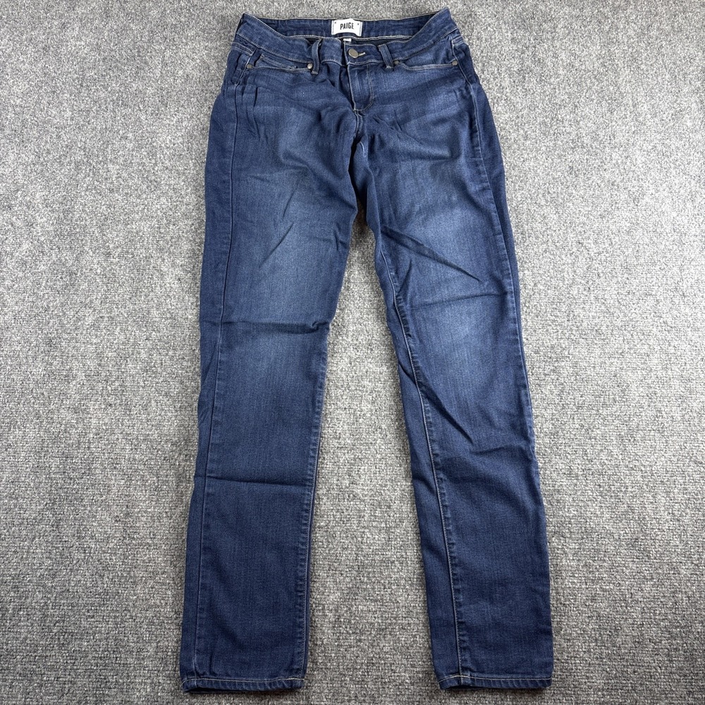 PAIGE Skyline Skinny Jeans Premium Dark Blue Wash Stretch Size 29 Made in USA